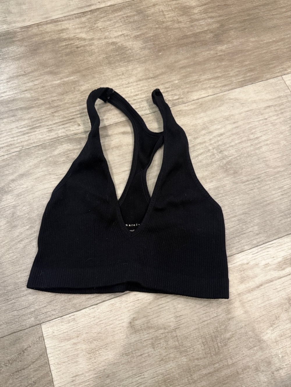 Black Ribbed V-Neck Racerback Bralette